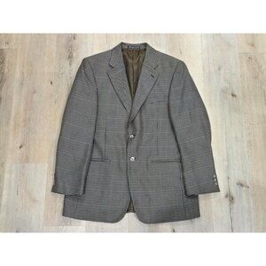 Palm Beach Houndstooth Blazer Mens 40R Brown Blue Windowpane Sport Coat